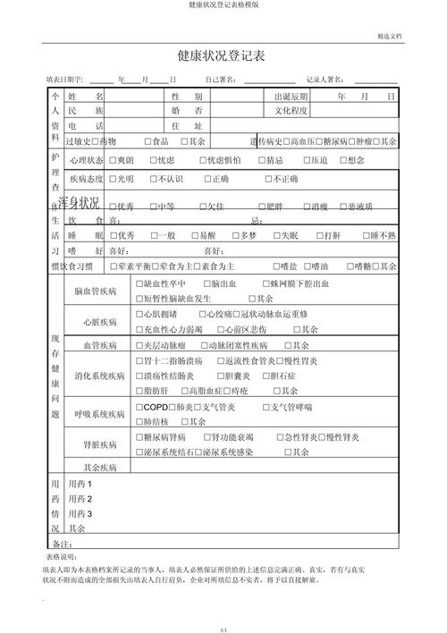 个人健康状况